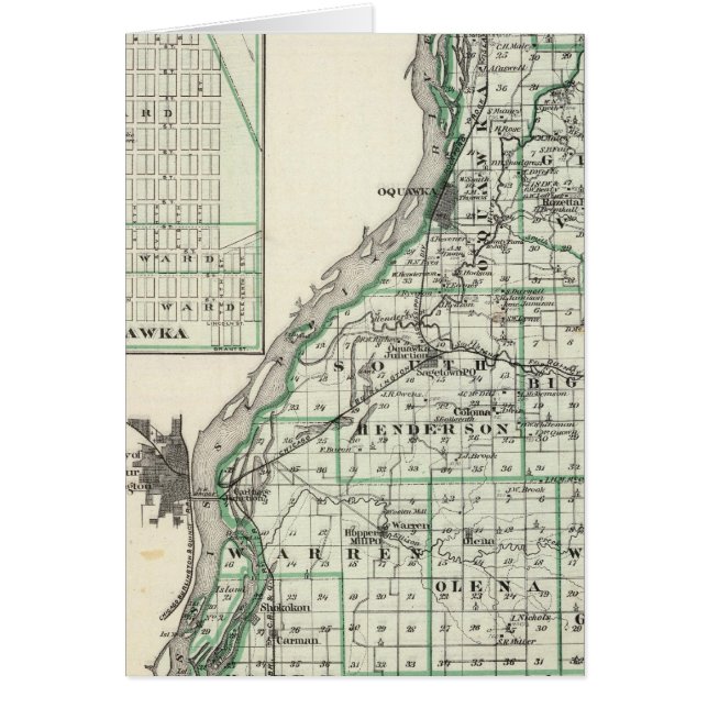 Kaart van Henderson County en Oquawka (Voorkant)