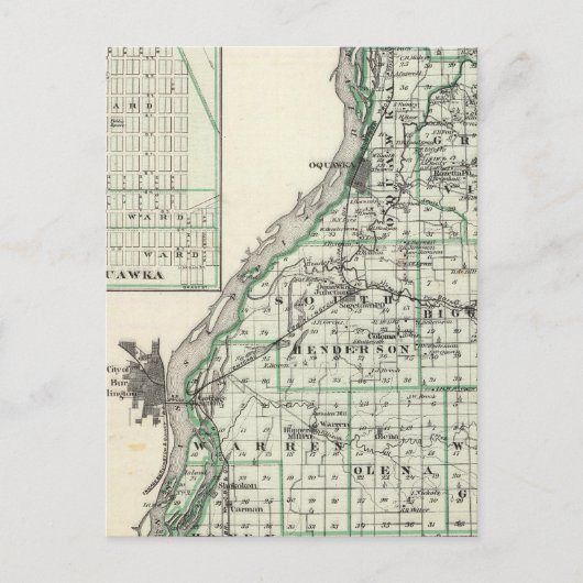 Kaart van Henderson County en Oquawka (Voorkant)