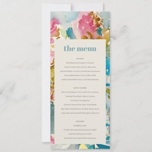 Kaart van het abstract Bold Pink Blue Floral Weddi (Voorkant)