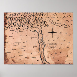 Kaart van het Acktar-Poster Poster