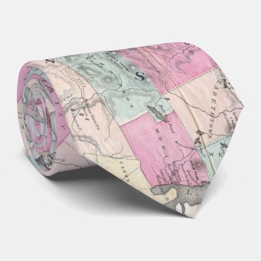 kaart van het Adirondack-gebergte (1867) Stropdas (Opgerold)