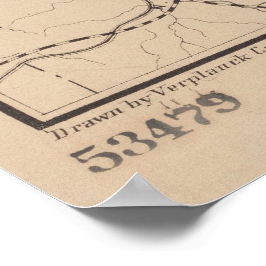  kaart van het Adirondack-gebergte (1874) Poster (Hoek)