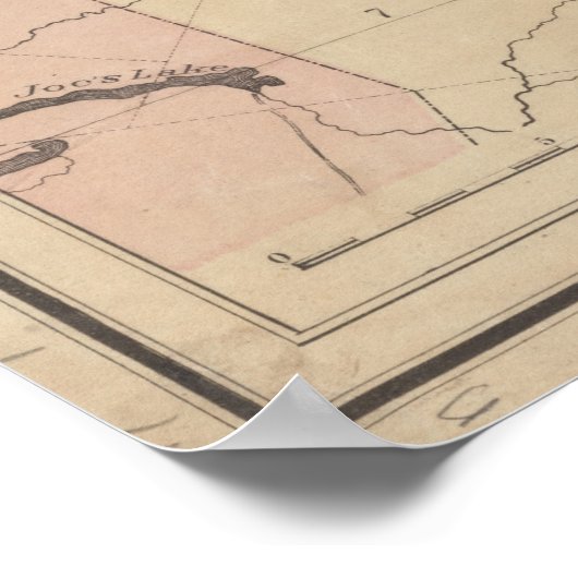 kaart van het Adirondack-gebergte (1879) Poster (Hoek)