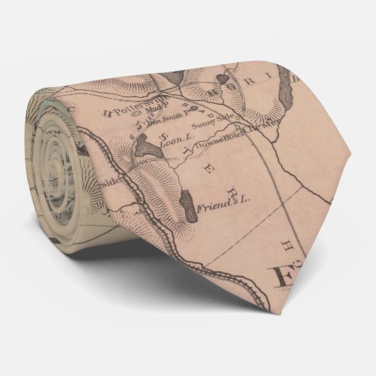 kaart van het Adirondack-gebergte (1879) Stropdas (Opgerold)