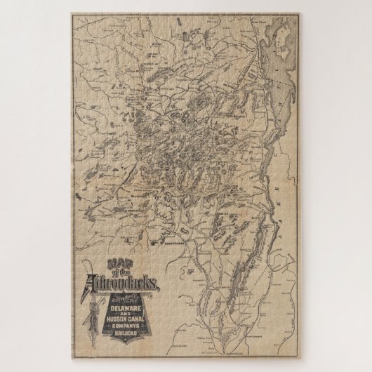 kaart van het Adirondack-gebergte (1880) V.2 Legpuzzel (Verticaal)