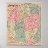 kaart van het Adirondack-gebergte (1883) Poster (Voorkant)