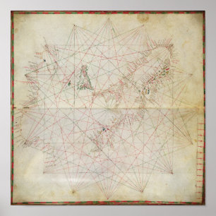 Kaart van het Adriatische Zee Poster