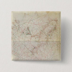 Kaart van het Adriatische Zee Vierkante Button 5,1 Cm