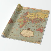  kaart van het Afbeelding van de wereld Cadeaupapier (Uitgerold)