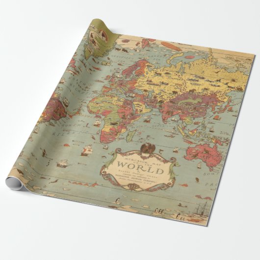 kaart van het Afbeelding van de wereld Cadeaupapier (Uitgerold)