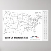 Kaart van het Amerikaanse Electoral College 2024 Poster (Voorkant)