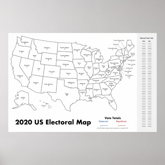 Kaart van het Amerikaanse Electorale College Poster (Voorkant)