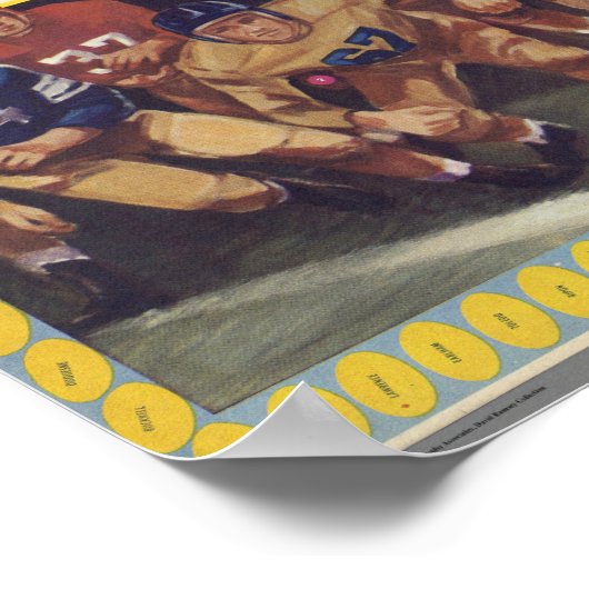  kaart van het Amerikaanse Football uit de jaren v Poster (Hoek)