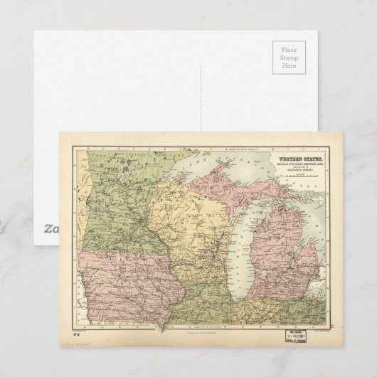 Kaart van het Amerikaanse MidWest (1873) (Voorkant / Achterkant)