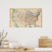 Kaart van het Amerikaanse wegennet in 1926 Poster (Keuken)