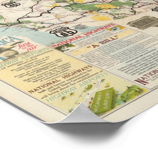 kaart van het Amerikaanse wegennet Poster (Hoek)