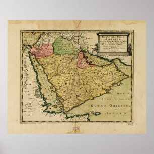 kaart van het Arabisch schiereiland (1654) Poster