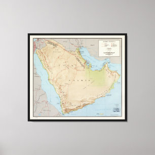 Kaart van het Arabisch schiereiland (1969) Canvas Afdruk