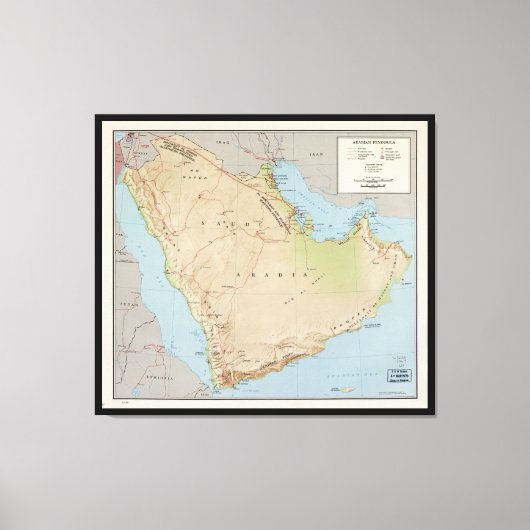 Kaart van het Arabische schiereiland (1969) Canvas Afdruk (Voorkant)