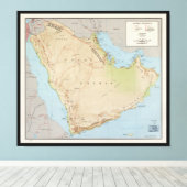 Kaart van het Arabische schiereiland (1969) Canvas Afdruk (Insitu (Houten vloer))