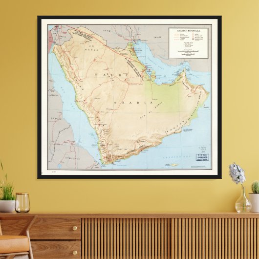 Kaart van het Arabische schiereiland (1969) Canvas Afdruk (Insitu (Woonkamer))