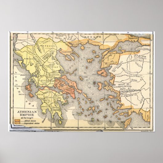 Kaart van het Atheense Rijk (1899) Poster (Voorkant)