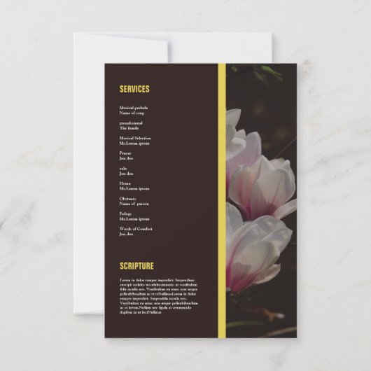 Kaart van het begrafenisprogramma (Achterkant)