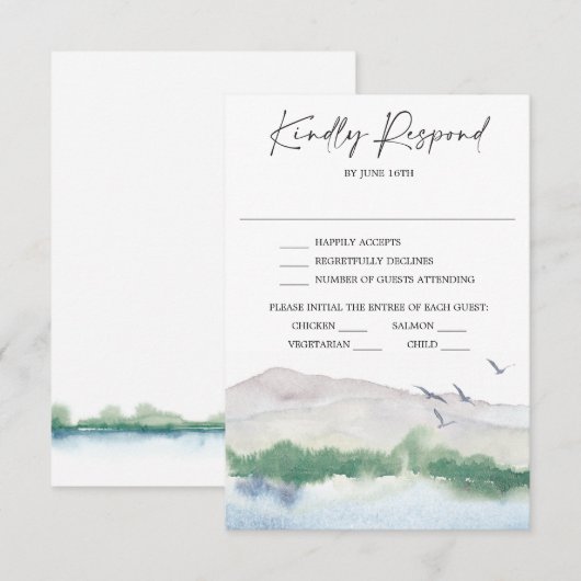 Kaart van het Bergmeer Wedding RSVP (Voorkant / Achterkant)