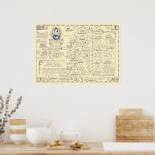 Kaart van het bezoek van Abraham Lincoln aan Massa Poster (Keuken)
