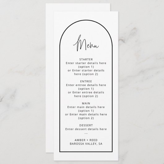 Kaart van het Bigdenmenu van de Zwarte & Witte Ker (Voorkant / Achterkant)