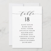 Kaart van het Black Minimalist Script Wedding Seat (Voorkant)