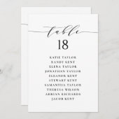 Kaart van het Black Minimalist Script Wedding Seat (Voorkant / Achterkant)