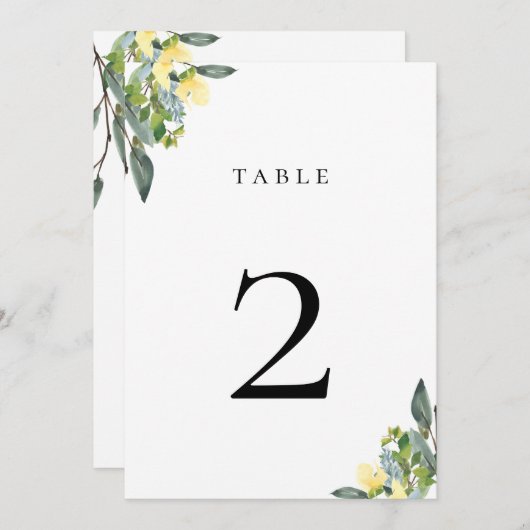 Kaart van het blauwe gele tabelnummer (Voorkant / Achterkant)