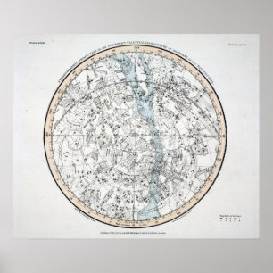 Kaart van het Bord van het zuidelijke halfrond XXV Poster