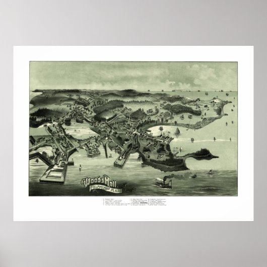 Kaart van het Bos Hole, Massachusetts uit 1887 Poster (Voorkant)