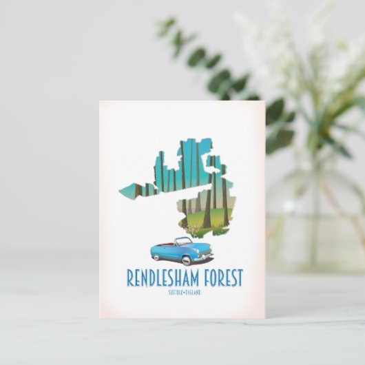  kaart van het bos Suffolk Rendlesham (Staand voorkant)