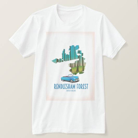 kaart van het bos Suffolk Rendlesham T-shirt (Design voorkant)