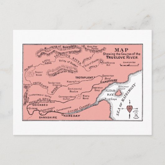 Kaart van het Briefkaart van de rivier de Truelove (Voorkant)