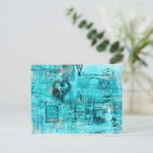 Kaart van het Briefkaart van het hart (Turquoise) (Staand voorkant)