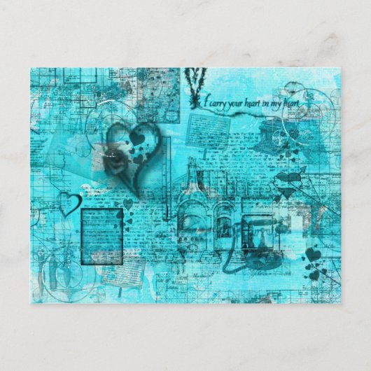 Kaart van het Briefkaart van het hart (Turquoise) (Voorkant)