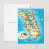  kaart van het Briefkaart voor reizen van Florida (Voorkant / Achterkant)