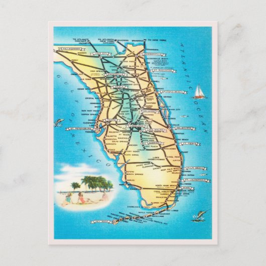  kaart van het Briefkaart voor reizen van Florida (Voorkant)