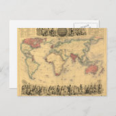 Kaart van het Britse Rijk van 1850 over de hele we (Voorkant / Achterkant)