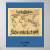 Kaart van het Britse Rijk van 1850 over de hele we Poster (Voorkant)