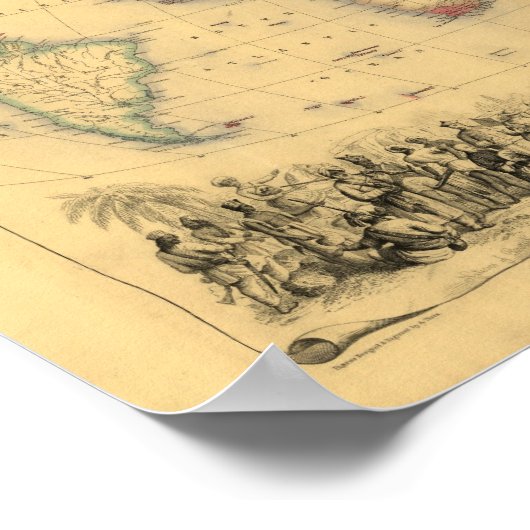 Kaart van het Britse Rijk van 1850 over de hele we Poster (Hoek)