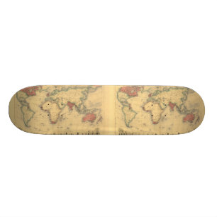 Kaart van het Britse Rijk van 1850 over de hele we Skateboard