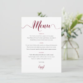 Kaart van het Burgundy Wedding Menu 5x7