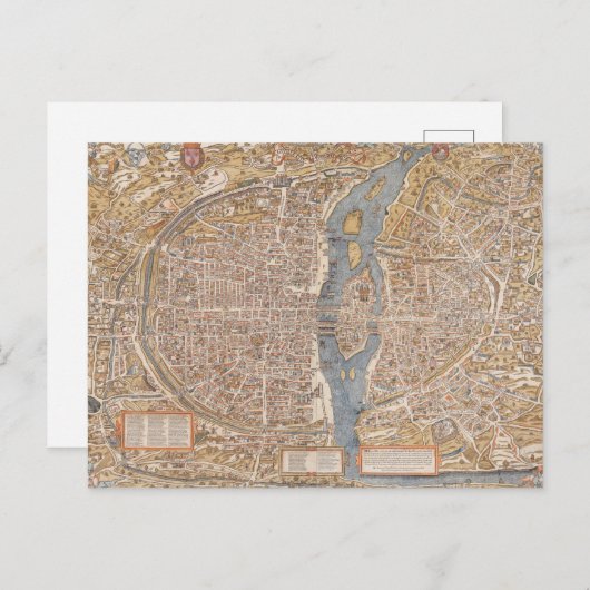  kaart van het Canvas van Parijs Frankrijk (Voorkant / Achterkant)