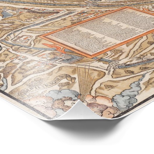  kaart van het Canvas van Parijs Frankrijk Foto Afdruk (Hoek)