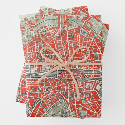 kaart van het Canvas van Parijs Frankrijk Inpakpapier Vel (In situ)